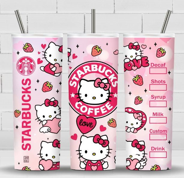 STRAWBERRY GATITA TUMBLER SUBLIMATION TRANSFER 20 ONZ